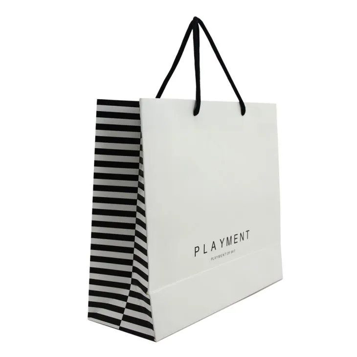 2017 عمده فروشی تزئینی لوکس قابل بازیافت مد هدیه خرید بسته های کاغذی با آرم خود را، مات یا براق پوشیده شده کیسه های کاغذی با آرم برجسته